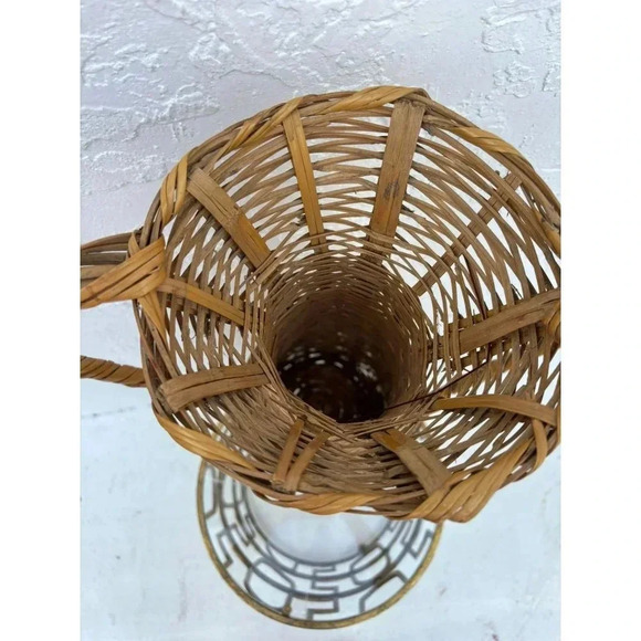 Vintage Hand Crafted Tall Handwoven Rattan Wicker Double Handle Floor Vase Brown - Picture 5 of 10